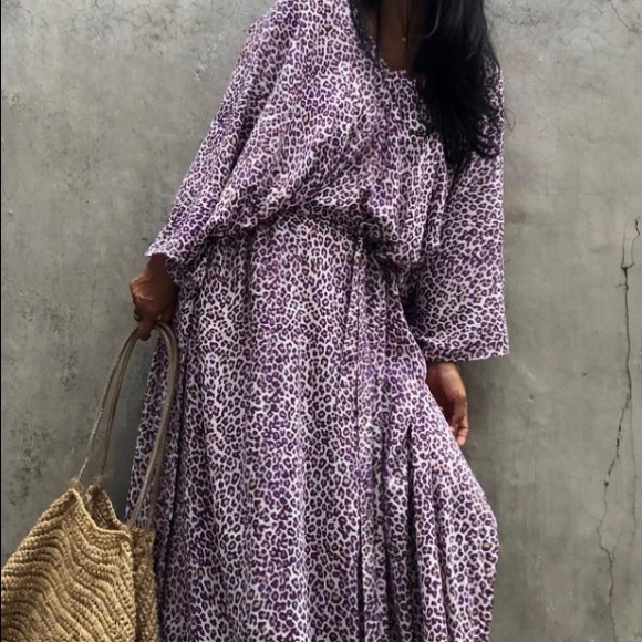 Handmade Kaftan one size fits most purple leopard - Picture 4 of 5
